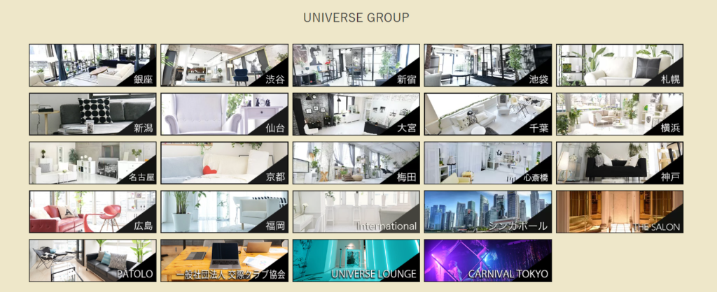 ユニバース倶楽部の全国の店舗一覧表