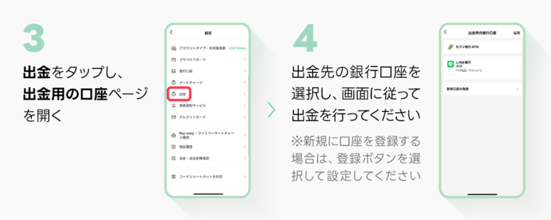 LINE Payの出金手順３～４