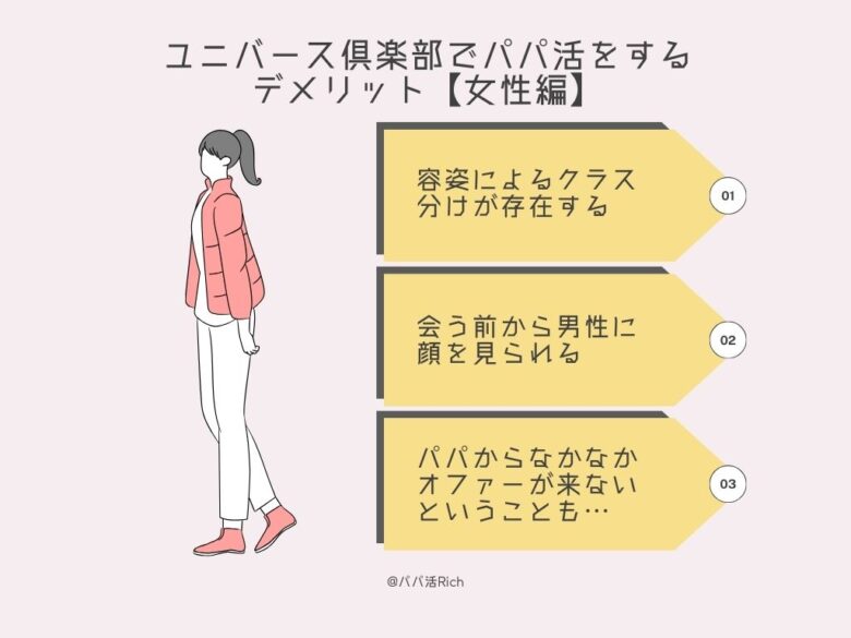 ユニバース倶楽部でパパ活をするデメリット【女性編】